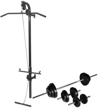 vidaXL Fitnessstation Wandmontage mit Langhantel & Kurzhantel Set 30,5kg (275358)