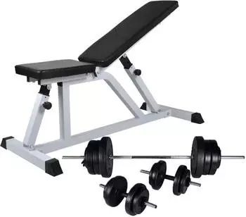 vidaXL Hantelbank mit Langhantel- und Kurzhantel-Set 60,5kg (275346)