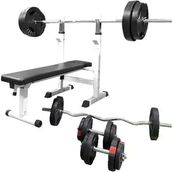 Gorilla Sports Hantelbank mit Ablage und Dip-Station, klappbar, verstellbar (101206-00022-0048)