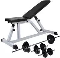vidaXL Hantelbank mit Langhantel und Kurzhantel Set 30,5 kg