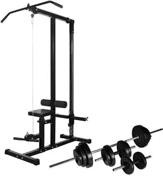 vidaXL Fitnessstation mit Langhantel und Kurzhantel-Set 30,5kg (275355)