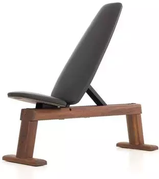 NOHrD WeightBench Hantelbank Nussbaum, schwarzes Kunstleder