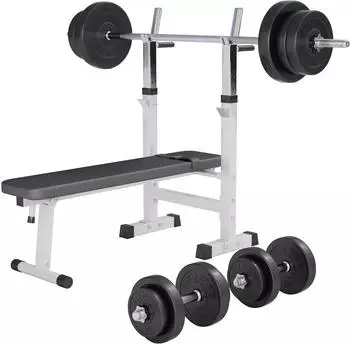 Gorilla Sports Trainingsbank höhenverstellbar, klappbar mit Langhantelset 100kg (100299)