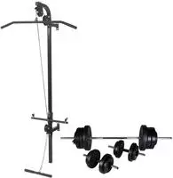 vidaXL Fitnessstation Wandmontage mit Langhantel Kurzhantel Set 60,5kg