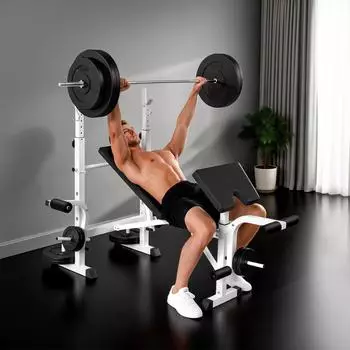 HomCom Multifunktionale Trainingsbank, verstellbar, mit Hantelablage (A91-208)