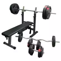 GORILLA SPORTS&reg; Hantelbank 100-kg-Set, Ablage, klappbar, verstellbar | Mit