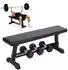 Relaxdays Flachbank mit Hantelablage, Stahl, PU-Bezug, bis 300kg