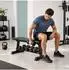 Relaxdays Flachbank mit Hantelablage, Stahl, PU-Bezug, bis 300kg