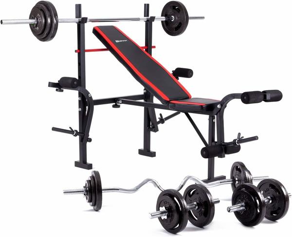 Hop-Sport Hantelbank HS-1055 mit Gusseisen Hantelset 76 kg