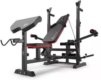 Hop-Sport Hantelbank HS-1075 mit Latzug und Kunststoff Hantelset 173 kg