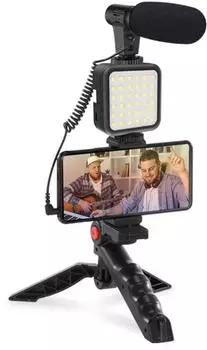 Platinet Vlogging Set mit Stativ, Mikrofon & 36-LED-Videolicht (H4-PTLOG001)