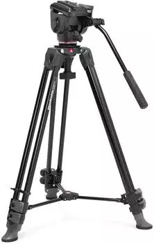 Manfrotto 500X Video Kit, Fluidkopf & Aluminium-Doppelrohr-Stativ, 5kg (MVK500XAM)