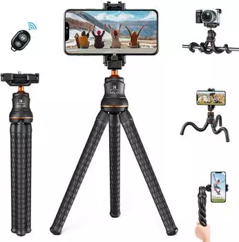 K&F Concept MS01 Gorillapod Stativ Smartphone/Kamera, Bluetooth-Fernbedienung, 360° (KF09.129)