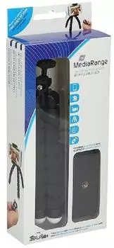 MediaRange Universal Mini-Stativ mit flexiblem Gestell und Fernausl&ouml;ser, schwarz (MRMA205)