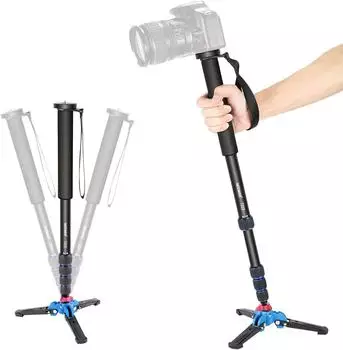 Neewer Ausziehbares Kamera-Einbeinstativ mit abnehmbarer Standbasis, Aluminium, 52-168cm