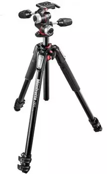 Manfrotto 055 Alu Stativ mit Kopf & horizontaler Mittelsäule, 3 Segmente
