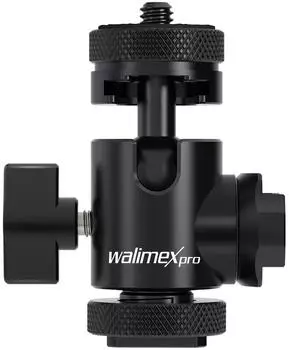Walimex Mini Ball Head Double Shoe, 2x Blitzschuh, 1/4", 5kg (23135)