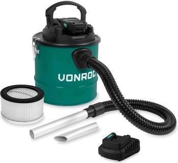 VONROC Aschesauger 20V - 12L Tank - HEPA Filter - Inkl. 1x 2.0Ah Akku und Schnellladegerät