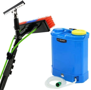 MonsterShop 16L Water Fed Backpack and 24ft Cleaning Pole - Blue