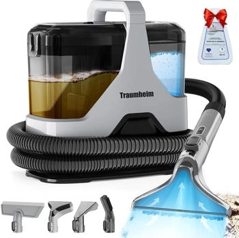 Traumheim Waschsauger 16KPA Polsterreiniger Teppichreiniger, 600W Fleckenreiniger , Dualtank, mit Zubehör, Reinigungsmittel