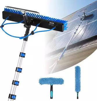 VEVOR 2-in-1 Teleskop-Waschb&uuml;rste f&uuml;r Solarpanele, Alu, 2&ndash;10m (HW6-10m(55CM)-EU)