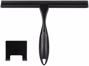 LuxusKollektion Duschabzieher 25cm, Edelstahl, schwarz, mit Wandhalterung