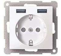 Merten Schuko-Steckdose MEG2366-6035 m.USB Ladeger&auml;t Lotoswei&szlig;