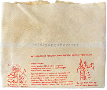 Lewi Fensterleder Fina spezial groß ca. 60x80 cm Fina Spezialgerbung mit roten Löwenstempel