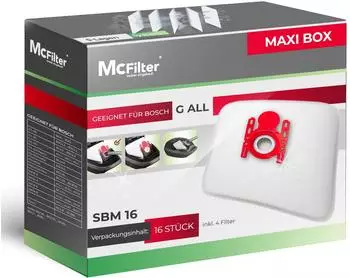 McFilter Staubsaugerbeutel SBM 16, 16 Stück, für Staubsauger Bosch BGL, BSA, BSD, BSG, MoveOn