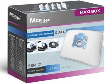 McFilter Staubsaugerbeutel SBM 17, 16 Stück, für Staubsauger Siemens VS06A111, VSQ5, GL, BBS