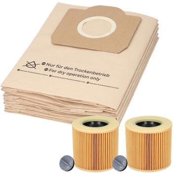 McFilter 20 Staubsaugerbeutel + 2 Patronenfilter, Alternative für Kärcher 6.959-130.0 (Beutel), 6.414-552.0 (Filter), geeignet für Kärcher WD 3, MV 3, A2604, A 2604 A2204, A 2204, A2254, A 2254