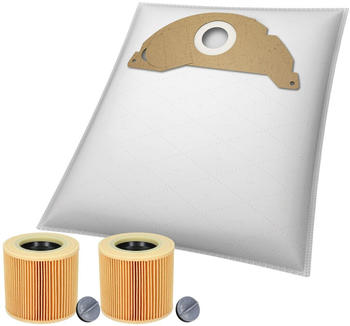 McFilter 20 Staubsaugerbeutel + 2 Patronenfilter geeignet für Kärcher 6.904-322.0, MV2, WD2, A2003, A2004, WD2.200, WD2.210, WD2.240, WD2.250