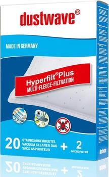 Dustwave 20 Staubfilterbeutel | Filtertüten | Staubbeutel passend für Moulinex - 1350 Power Clean