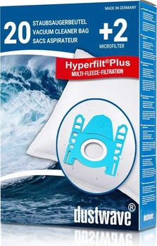 Dustwave Sparpack - 20 Staubsaugerbeutel passend für Thomas - crooSer eco/ewt - Varia 58590209 / ewt - BS 59/0 inkl. Microfilter