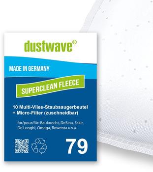 Dustwave Sparpack - 10 Staubsaugerbeutel passend für De'Longhi - XT 1300 Floorline– + inkl. Micro-Filter