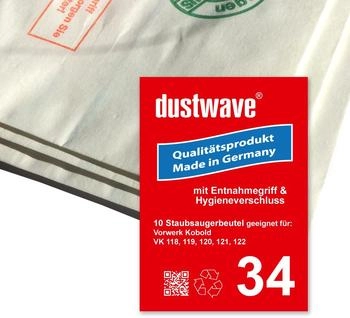 Dustwave 30 Staubsaugerbeutel passend für Vorwerk Kobold 121 (VK121) Staubsauger - dustwave Markenstaubbeutel -