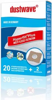 Dustwave 20x PREMIUM-Staubsaugerbeutel für Grundig - VCC 3850 A / Extradickes Vlies für Allergiker MicrofiltPlus\" + 2 Microfilter"