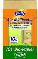 SWIRL Bio-Müll-Papierbeutel, 10 Liter, 100% kompostierbar, 7 Rollen mit je 10 Beuteln