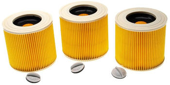 vhbw Filterset 3x Faltenfilter kompatibel mit Kärcher A 2120 ME, A 2111, A 2131 pt Nass- & Trockensauger - Filter, Patronenfilter, Gelb