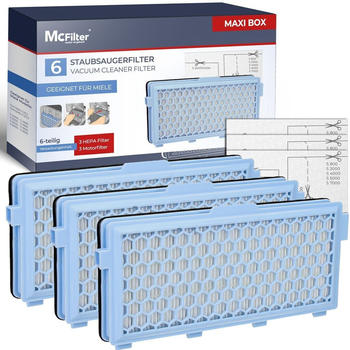 McFilter Filterbox 3 Hepafilter + 3 Motorfilter geeignet für Miele GN Serie S4 S5 S6 S8, Complete C2/C3, Compact C1/C2, S8340