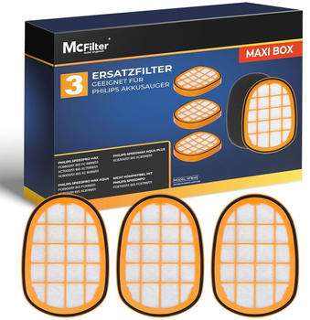 McFilter 3 Abluftfilter Philips SpeedPro Max Aqua Plus Staubsauger FC6812/01, FC6813/01, FC6823/01, FC6826/01, Alternative für FC5005/01
