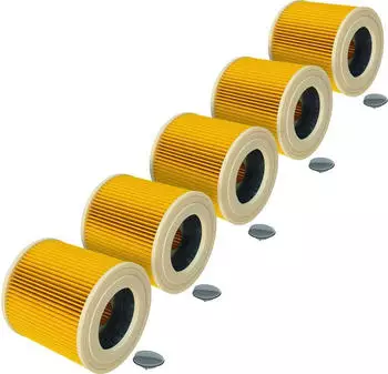 vhbw 5x Faltenfilter kompatibel mit Kärcher WD 2 Plus V-12, NT 27/1 ME Professional, NT 27/1 Professional Staubsauger Patronenfilter, Gelb