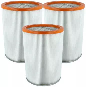 vhbw 3x Faltenfilter kompatibel mit Nilfisk-Alto Turbo M2, D2, M2 S-FA, M2 L, D R 637, D/X-B1, D-B1 Staubsauger Patronenfilter Orange Weiß