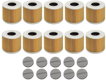 TradeShop 10x Trade-Shop Patronen-Filter inkl. Verschlussschraube für Kärcher NT 27/1 ME 1.428-101.0 NT 27/1 ME Professional 1.428-106.0