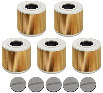 TradeShop 5x Trade-Shop Patronen-Filter inkl. Verschlussschraube für Kärcher NT 27/1 ME Advanced 1.428-111.0 NT 27/1 ME Advanced 1.428-114.0 NT 27/1 1.428-501.0