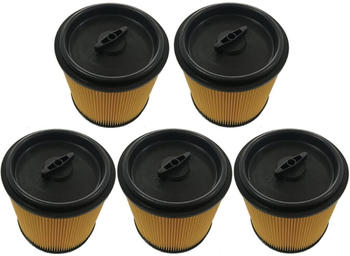 TradeShop 5x Trade-Shop Lamellenfilter / Filterpatrone / Faltenfilter für Lidl Parkside Staubsauger wie PNTS 1250 A1 / flexible Ausführung, mit Verschlussdeckel