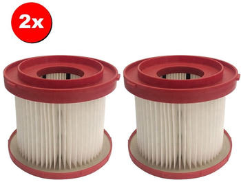 TradeShop 2x HEPA-Filter / Filterpatrone / Staubsaugerfilter / Lamellenfilter für Milwaukee M18 VC2-0, M18 VC-0, M28 VC-0, M18 0880-20 Akkusauger Staubsauger