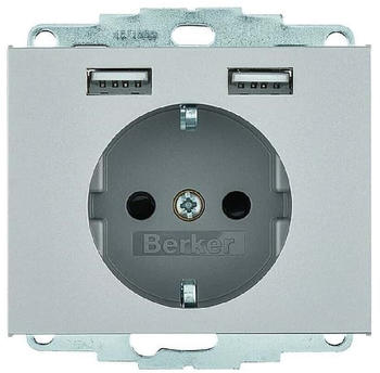 Berker USB#Schuko K.5 edelstahl (48037004)