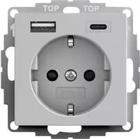 Gira Steckdose System 55 2459015, Unterputz, 1-fach, grau matt, mit USB-A und...