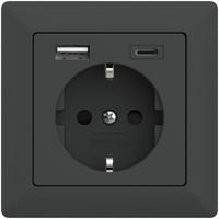 2USB 2U-449542 Schutzkontakt-Steckdose mit USB-Ladeausgang, erh&ouml;hter